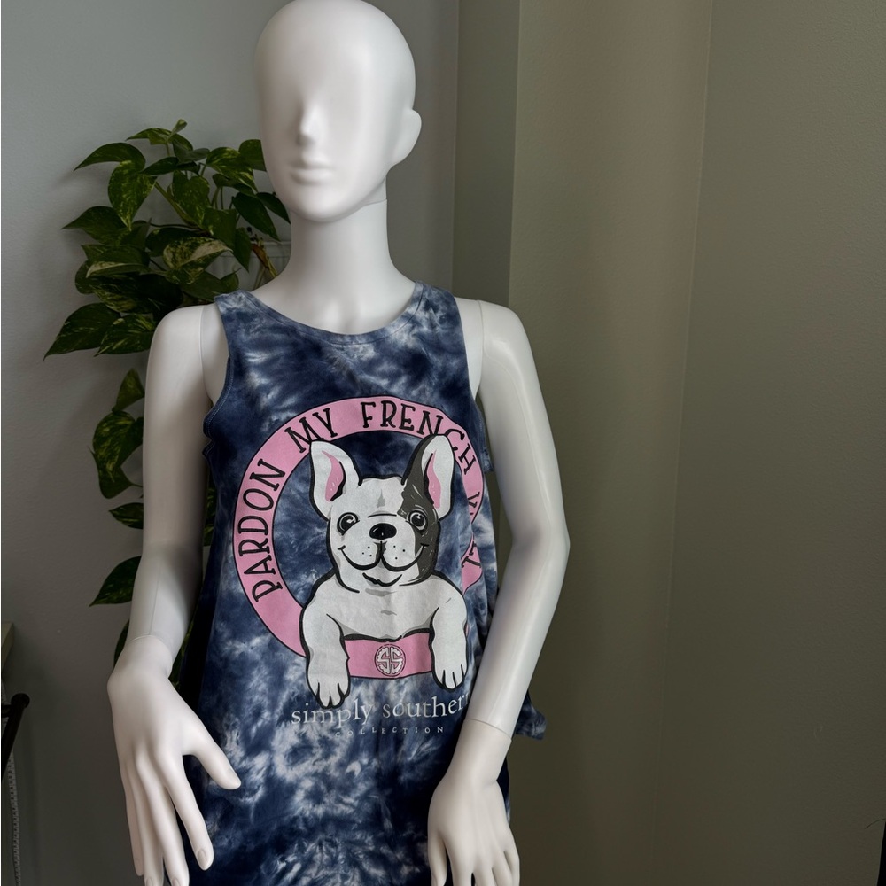 Simply Southern Blue and Pink Dog Tank Top